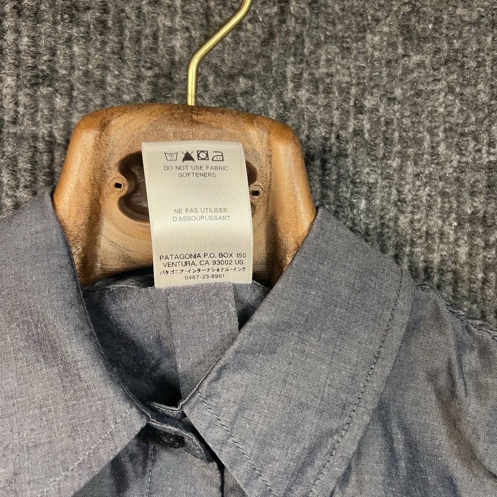 Patagonia Women's Long Sleeved Overcast Button Up Shirt Satin Gray Size 12 Gorp - Picture 6 of 7
